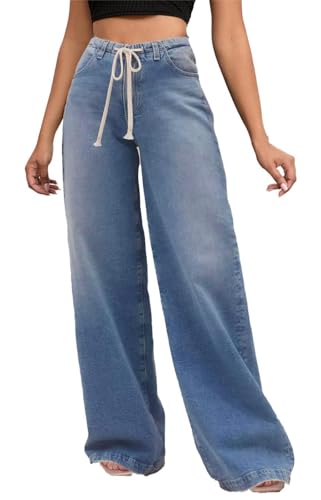 LaiyiVic Wide Leg Jeans for Women High Waisted Stretchy Straight Pants Leg Boyfriend Baggy Jeans
