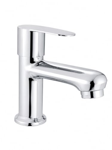 Image of Brass Pillar Cock Wall Mounted Basin Faucet with Single Lever Handle Mirror