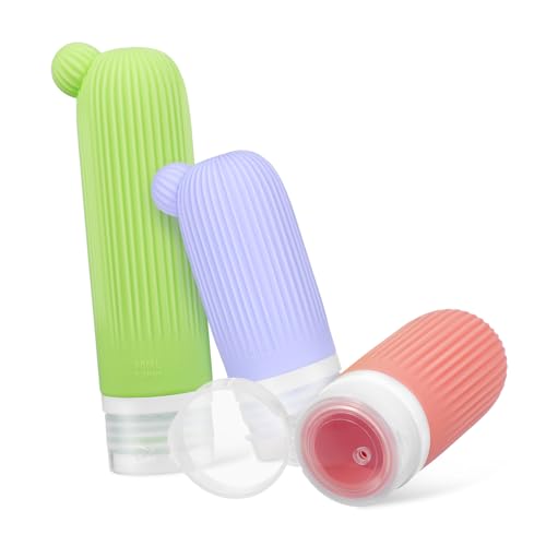 CHICAMPERA 3個 旅行用シリコーン詰め替えボトル点緑 ピンク 紫軽量柔軟キャップ付きシャワージェル シャンプー ボディウォッシュ用携帯容器漏