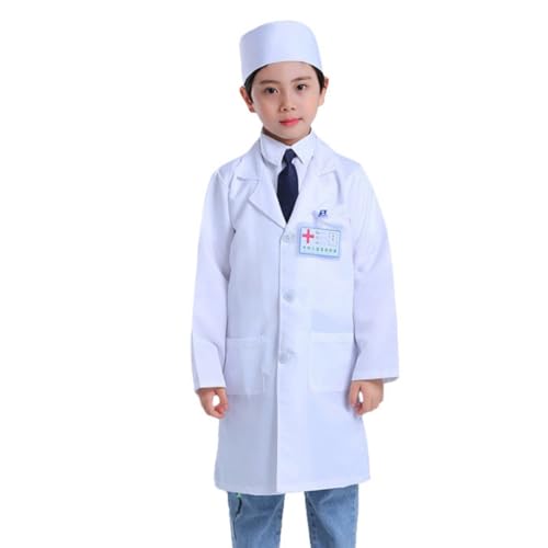 Generisch Vestido medieval para mujer, negro, disfraz de médico para niños con bata de laboratorio, disfraz de día de carrera, disfraz de médico para niños y niñas, disfraz de cosplay sexy (blanco, 6