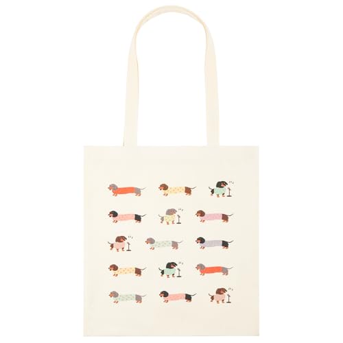 SHINARA Dackel Geschenke Jutebeutel Baumwolle Tragetasche mit süßem Dackel Motiv Wiederverwendbare Einkaufstasche Damen Stoffbeutel für Alltag Shopping & Tierliebhaber