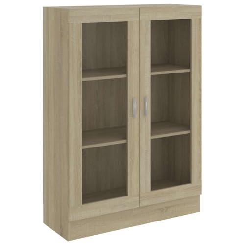 Tomostar Vitrine en Verre, Armoire Vitrine de Collection Armoire Vitrée Bibliothèque Meubles de Rangement pour Salon Chêne Sonoma 82,5x30,5x115 cm Bois...