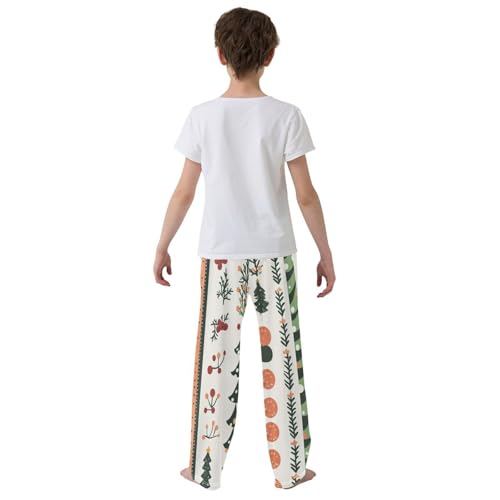 Boys' Pants Leaves Stripe Christmas Long Bottoms Jogger Pants Elastic Waist Trousers with Pockets S-XL3