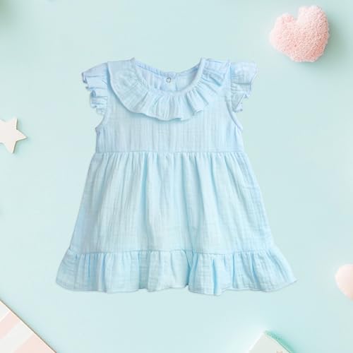 Image of Kidbea Baby Girls' Cotton Dress, Comfortable, Trendy Ruffled Sleeves & Hem, Soft Breathable Fabric for Everyday & Special Occasions