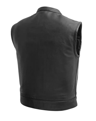 First Mfg Co Lowrider Mens Motorcycle Biker Riding Armor Club Style Black Leather, Twill, Moto Mesh, Perforated Vest