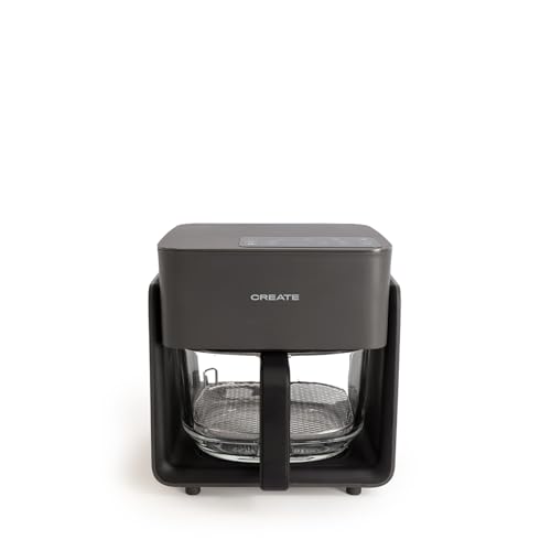 CREATE/AIR FRYER STUDIO CRYSTAL/Freidora sin aceite 4.2 L sin vaporizador de agua negro/Capacidad 5-6 raciones, 6 programas, bandeja de cristal, control de tiempo y tempertura, 1300W