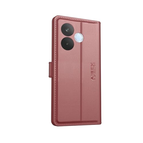 Image of AIBEX Compatible for Oppo A5 Pro 5G Flip Cover Leather Finish with Magnatic Closure | Inside TPU with Card Pockets | Wallet Stand | Complete Protection Flip Case -Brown