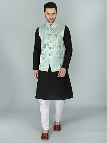 Image of Exotic India Ethnic Wear Floral Brocade Nehru Jacket Waist Coat