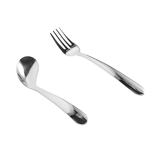 Healeved Feeding Spoon for Seniors Adaptive Utensils Angled Spoon and Fork Utensil for Elderly