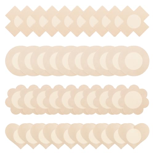 Sibba 4 Styles Nipple Cover Pasties, 80Pcs Disposable Breast Covers Nipple Covers, Self-Adhesive Bra Pad, No Show Satin Breast Petals Stickers for Women Girls Nude