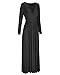 OUGES Womens Long Sleeve Black Dress V-Neck Wrap Waist Fall Formal Maxi Dress Winter Dresses for Women 2025(Black,M)