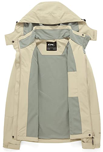 Diamond Candy Womens Rain Jacket Waterproof with Hood Lightweight Hiking Jacket Khaki XXL