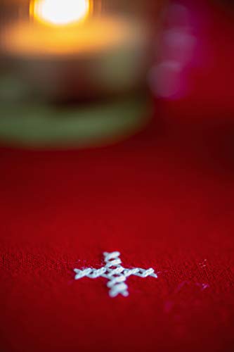 Image of Vervaco Embroidery Christmas Embroidery Kits Cross Stitch Table Runner DIY Set, Tablecloth to Embroider with Image on Cotton and Embroidery Thread, 12 x 42 Inches, Sleigh