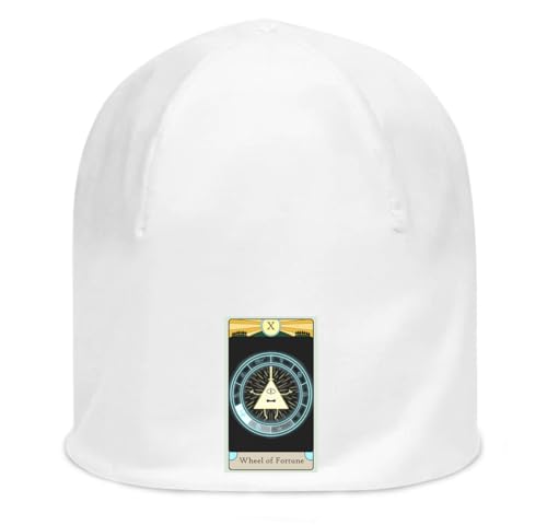 Bonnet blanc Wheel of Fortune en coton premium doux et extensible pour un style tarot elegant