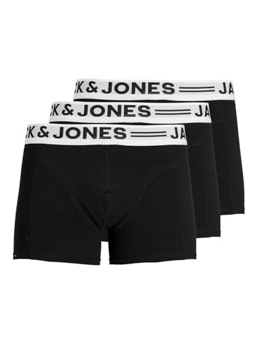 JACK & JONES Herren Jacjames Trunks 3 Pack Noos Boxershorts, Black/Detail:black - Blazing Yellow, L EU