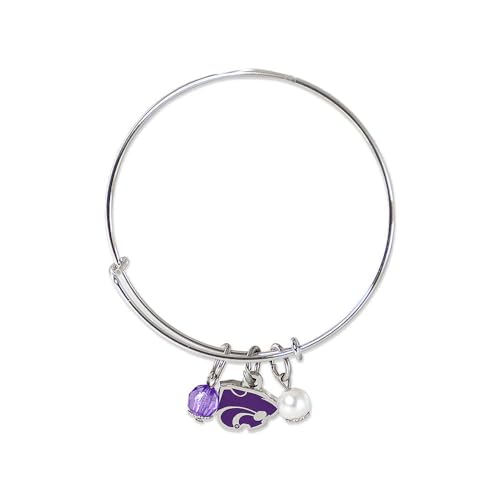 Fan Frenzy Gifts Bangle Bracelet Officially Licensed NCAA College Bracelets | Adjustable to Up to 8 Inches | College Team Jewelry (Kansas State University)