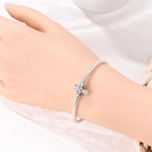 CYCUFF 925 Sterling Silver Charms Suitable for Bracelets Charms Beads, Charm Necklaces Jewellery Gift for Women Family Friends (Romantic Classical Cross Beads)4