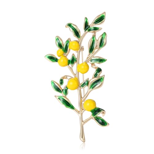 Image of Cute Lemon Brooch Pin for Women Rhinestone Fruit Little Brooch Sparkling Crystal Strawberry Cherry Enamel Pin Christmas Birthday Art Deco Jewelry Gifts