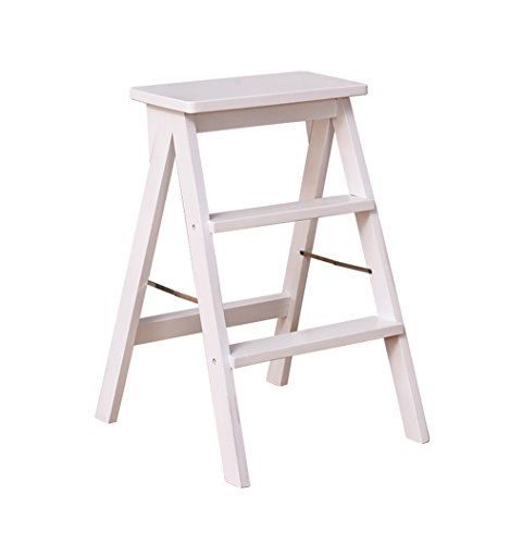 Échelles Tabouret d'échelle en bois massif escabeau multifonctionnel escabeaux/chaise d'escalier avec 3 étapes pour la maison et la cuisine - 3 couleurs (Couleur : C) Cover