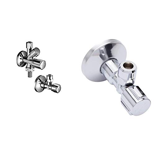 108620699 Armaturenanschluss-Set , Sanitäranschlussset COMFORT, Messing, Chrom & 049170699 Eckregulierventil / Eckventil / Ventil COMFORT ½“ ,