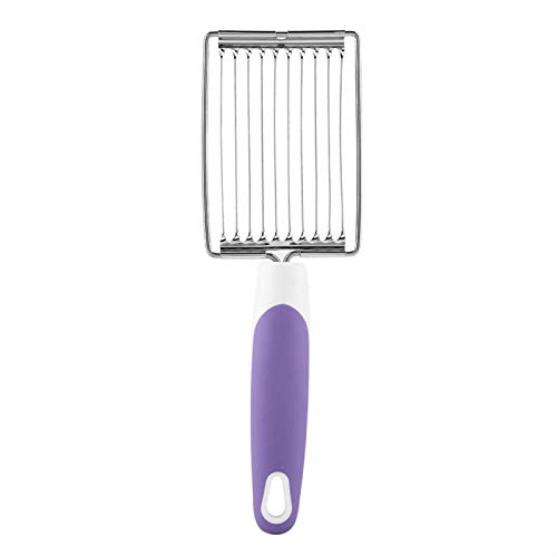 Luncheon Meat Cutter, Stainless Steel Luncheon Meat Cutter Tomato Slicer Fruits Cutter Luncheon Meat Slicer with Handle Cheese Boiled Egg Ham Tomato Serrated Slicing Knife (Purple)