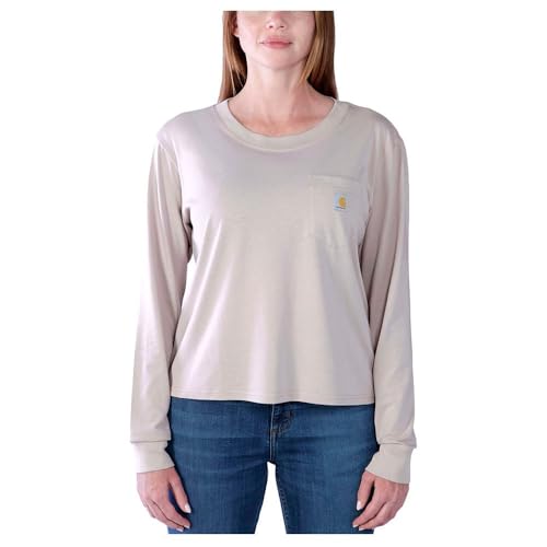 Carhartt Relaxed Fit Leichtes Langarm-T-Shirt mit Tasche für Damen Lila M