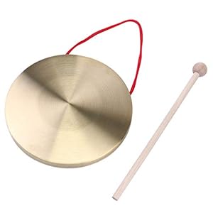 Artibetter Koperen Gong Hand Gong bekkens Opera Gong Percussie Instrument met ronde speelhamer 15cm