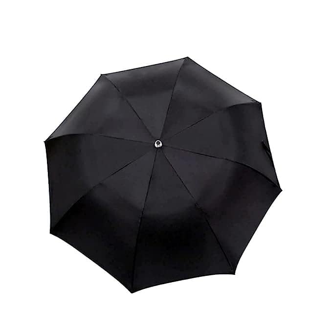 EXEMARTZ Black Umbrella | 3 Fold Umbrella Protection from Rain and Sun Rays for Girls/Boys | Round Handle | 1 pc, Solid 3 fold Windproof Umberalla 2