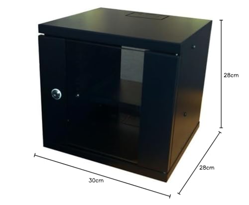 kenable Wall Mounted Data Cabinet 10 inch SOHO Networking Small 4U 300mm Black [10 inch Wide Wall Cabinet] - Image 3