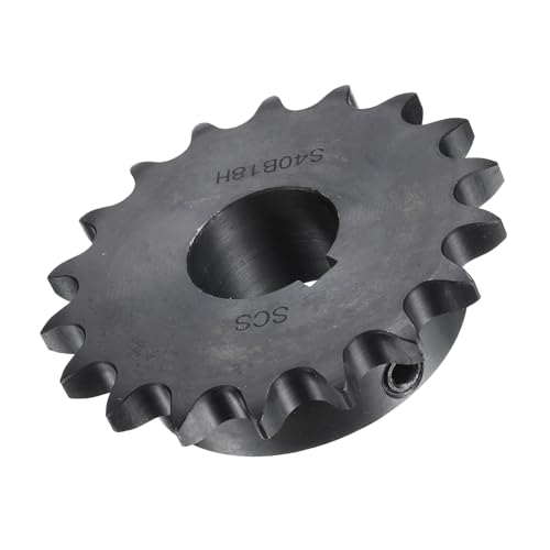 Image of uxcell #40 Chain Roller Sprocket B Type, 1 inch Bore 18 Tooth Single Strand Chain Sprocket, Carbon Steel, Keyway with Set Screws
