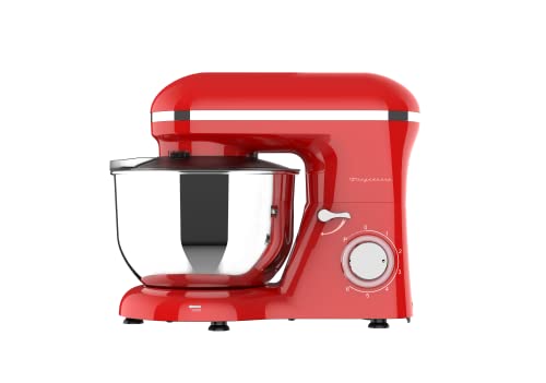 Frigidaire-Electric-Stand-Mixer-62-Quart-6L-8-Speeds-with-Whisk-Dough-Hook-Flat-Beater-Attachments-Splash-Guard-RED