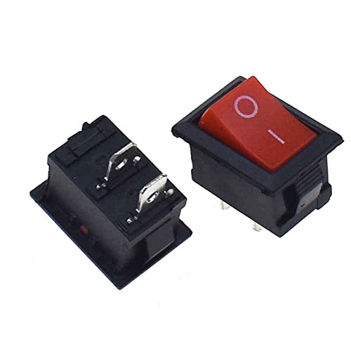 5pcs KCD1-101 AC 6A 250V 2 Pin ON/Off I/O SPST Snap in Mini Red Button Boat Rocker Switch 15 * 21MM