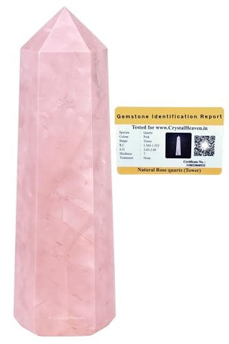 Image of Certified Rose Quartz Crystal Tower Obelisk Point for Chakra