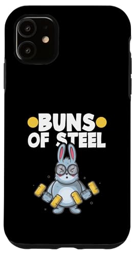 ウサギ ワークアウト フィットネス バニー ジム 面白い スチールパン スマホケース iPhone 11 用