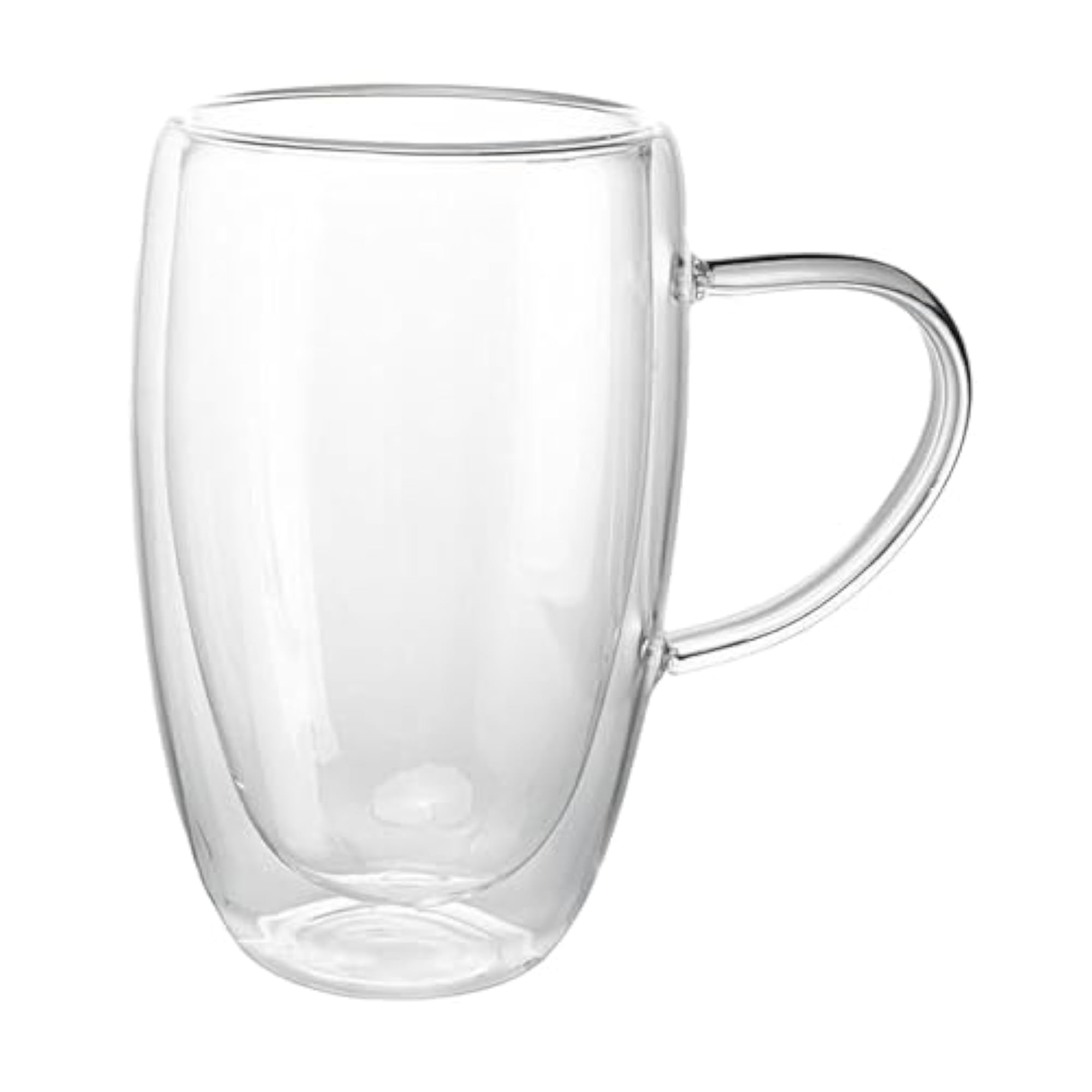 Double Walled Glass Coffee Mug with Handle, Modern Design