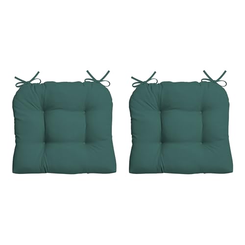 Image of Arden Indoor /Outdoor Rocking Chair Or Wicker Chair Cushion, 2-Pack, 20 x 18, Water Repellent, Rain Proof, Fade Resistant Cushion for Rocking Or Rounded Back Chair Peacock Blue Green Texture