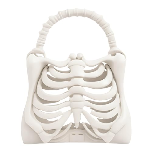 Women Skull Bone Handbag, 3D Printed Skeleton Ribcage Handbag Halloween Purse Novelty Gothic Skeleton Hand Bag