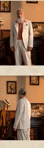 Men's Vintage Cotton Linen Blazer Summer Thin Business Single Suit Jacket2