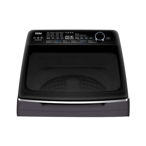غسالة فوق أوتوماتيك بمحرك انفرتر بنظام الحركة المباشرة مع لوحة تحكم في الجزء الخلفي وباب سهل الإغلاق من هاير، لون فضي غامق، سعة 11 كجم - HWM110-B2178S