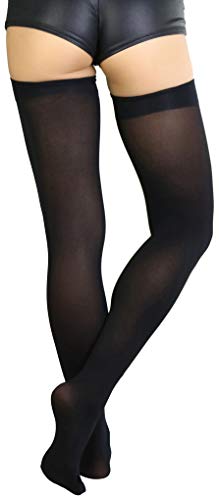 Image of ToBeInStyle Women's Opaque Long Thigh High Stockings w /Decorative Front Satin Bow