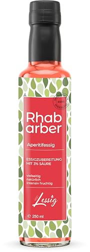 Lessig | 250ml Rhabarber & Essig - Frucht & Essig - mild - nur 3% Säure - intensiver Fruchtgeschmack