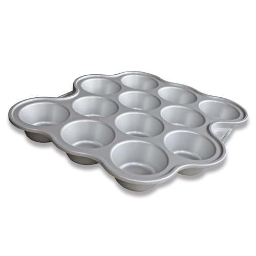 Baker's Edge Muffin Pan, Premium Double Coated Nonstick Cupcake Pan 100% Made in the USA | Easier to Clean, Cast Aluminum (No Warping) Ideal Tin for Mini Cakes Small Bites & More - 12 Cups