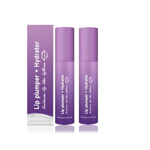 Lip Plumper + Hydrator Lip Balm - Instant Volumizing Gloss with Hyaluronic Acid & Anti-Aging Ingredients, High-Shine Moisturizer for Smooth, Plump Lips, Cooling & Non-Sticky Formula (2pc)