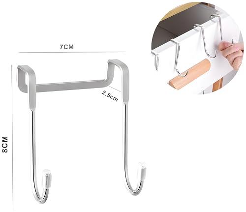 Image of JIALTO Over Door Hook Stainless Steel S Hook- SS 304 Cabinet Door Hanger, Double S Shape Hanging Hook for Clothes, Towels, Kitchen and Bathroom Organizer, Silver