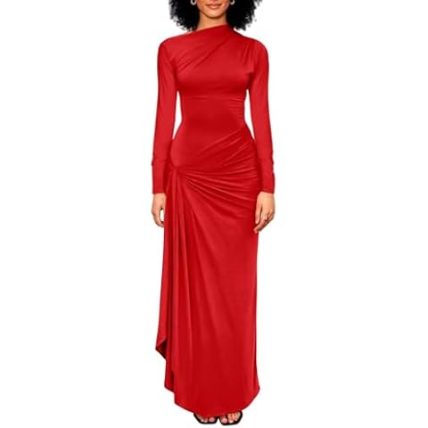 YMDUCH Women's High Split Ruched Formal Dress Cover