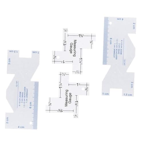 Agatige 4PCS Hand Measuring Gauge, Metal Sewing Ruler Precision Seam Measuring Gauge Metal Quilting Tailor Ruler Template Sewing Ruler for Sewing Craft, Quilting Ruler Templates Sewing Ruler
