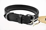 Schnüffelfreunde Halsband für Hunde aus Leder, Hundehalsband für den großen, mittleren und kleinen Hund, Lederhalsband gepolstert, robust (L - 36-45cm, Schwarz)
