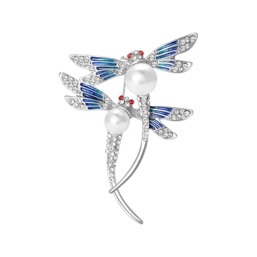 Image of Dragonfly Brooch Pin for Women Rhinestone Lapel Pins Vintage Animal Brooches for Costume Accessories