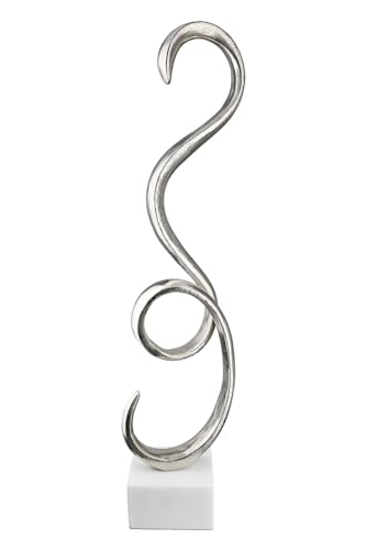 Casablanca - Figura Decorativa Grande XXL - Figura Decorativa de Aluminio y mármol, Color: Plata y Blanco, decoración para salón, Regalo de cumpleaños, Altura 57 cm