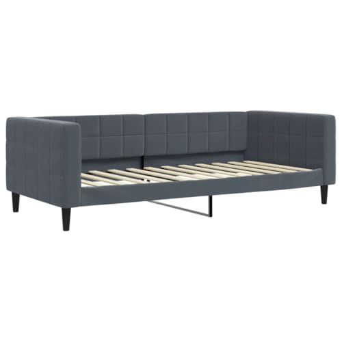 vidaXL Tagesbett, Gästebett ohne Matratze, Bettsofa Schlafsofa für Schlafzimmer Wohnzimmer, Bettgestell Lattenrost Sofa, Modern, Dunkelgrau 100x200cm Samt